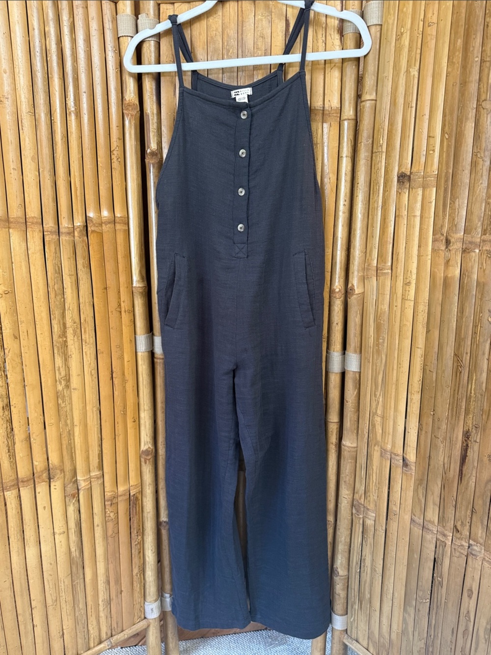 Billabong Charcoal Grey Cotton Jumpsuit with Pockets